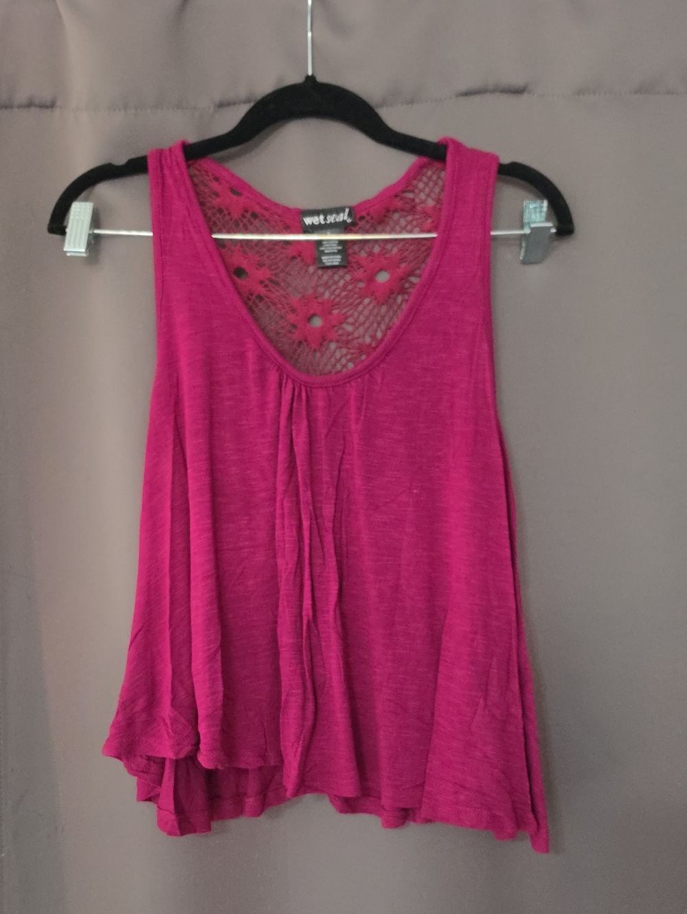 Wet Seal Fuchsia Crochet-Back Swing Tank
